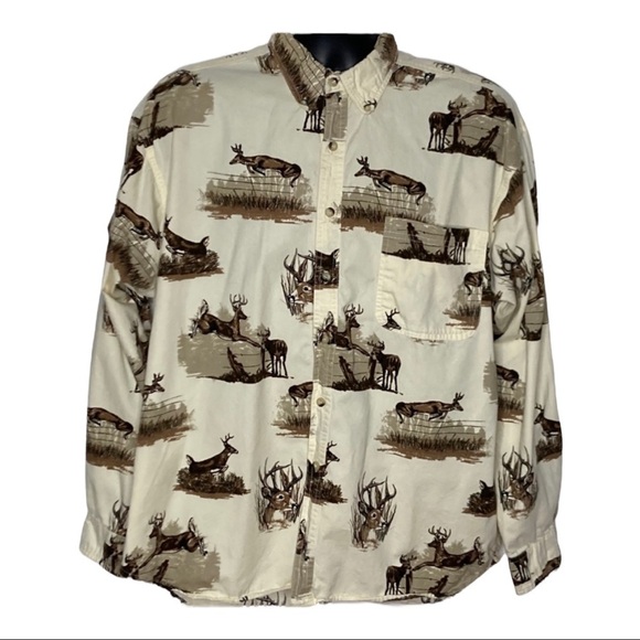Outdoor Life deer print Button Down - Picture 1 of 7